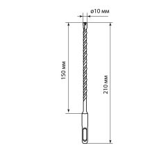 Бур по бетону, 10×210×150 мм, SDS-Plus, 4 резца, пластиковый держатель, 1 шт, "Рубин" TDM