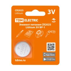 Элемент питания CR2025 Lithium 3V BP-1 TDM