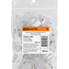 Разъем RJ-45 UTP для кабеля кат. 5Е, 8P8C (100шт) TDM