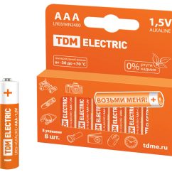 Элемент питания LR03 AAA Alkaline 1,5V PAK-8 TDM