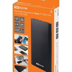 Внешний аккумулятор "Юкон 1", 6000 mAh, 2 А, 2 USB, TDM
